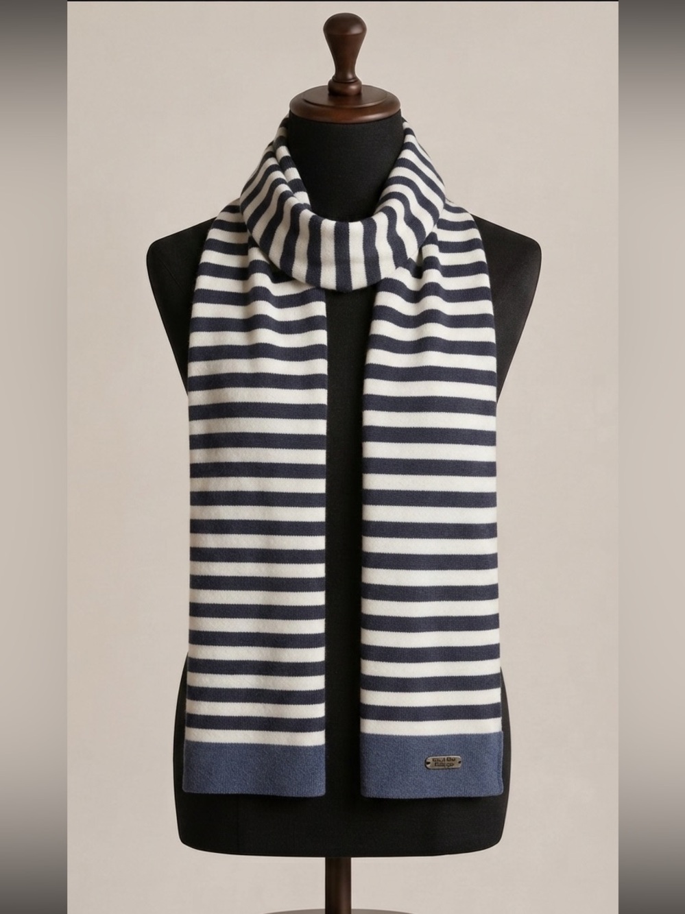 Royal Mer Bretagne French Striped Knit Scarf Navy & White